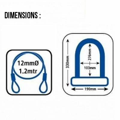 Antivol Vélo Combiné U Et Cable à Clefs - Oxford 3 Antivol Vélo Combiné U Et Cable à Clefs - Oxford – Image 3