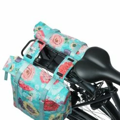 Double Sacoche Vélo Porte-bagage Arrière Bleue Bloom Field Basil -Promos VTT Boutique double sacoche velo porte bagage arriere bleue bloom field basil full 6